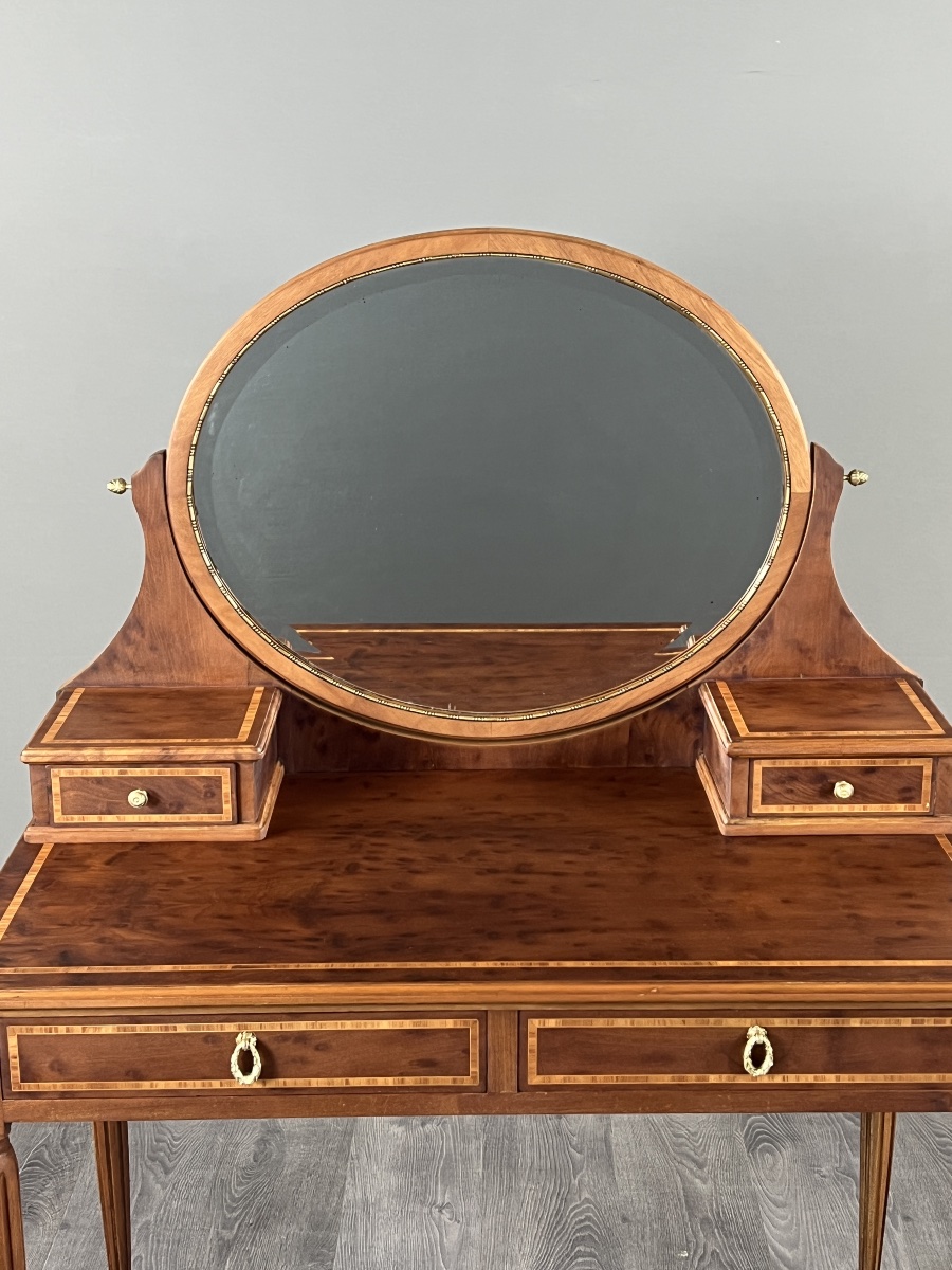 Coiffeuse de style Louis XVI en bois marqueté,  XXe Siècle-photo-3