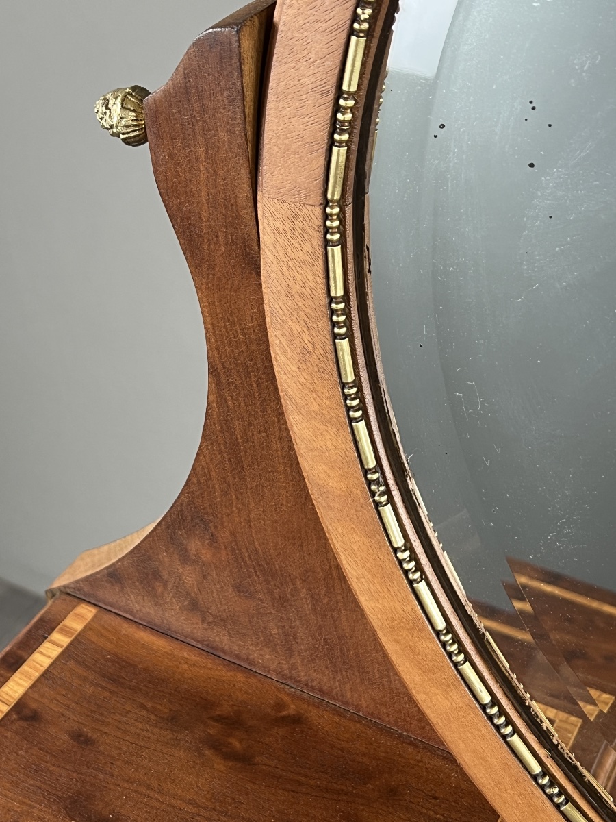 Coiffeuse de style Louis XVI en bois marqueté,  XXe Siècle-photo-4