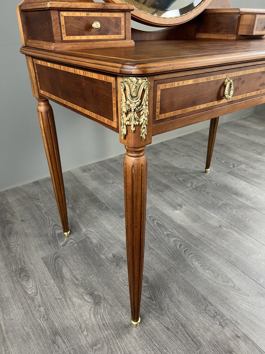 Coiffeuse de style Louis XVI en bois marqueté,  XXe Siècle-photo-6
