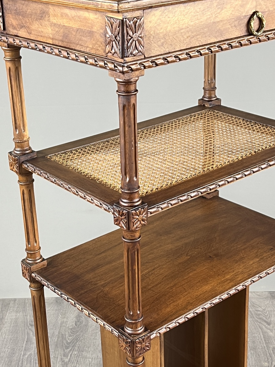 Meuble à musique de style Louis XVI en bois sculpté avec cannage, XIXe Siècle-photo-1