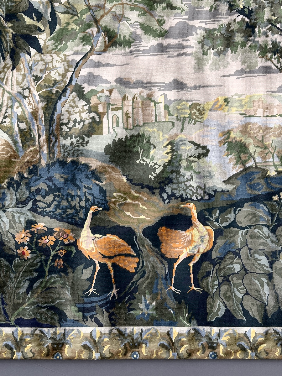 Grande tapisserie décorative, les oiseaux exotiques, XXe Siècle-photo-3