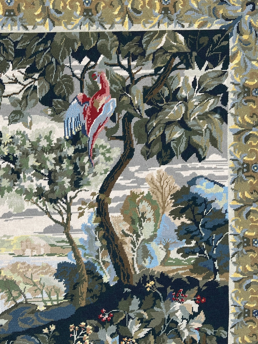 Grande tapisserie décorative, les oiseaux exotiques, XXe Siècle-photo-4