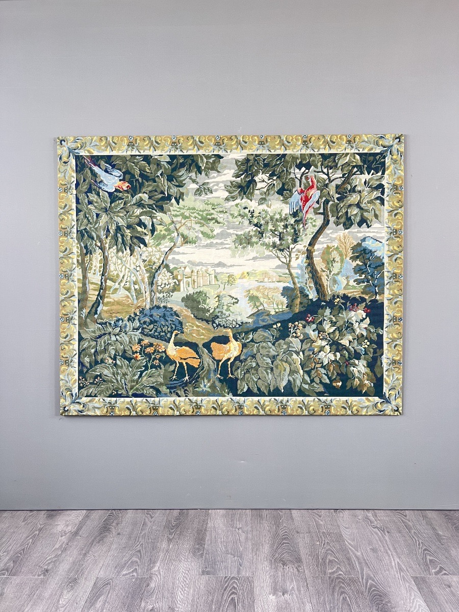 Grande tapisserie décorative, les oiseaux exotiques, XXe Siècle-photo-1