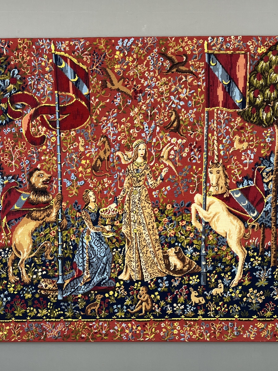 Large Wall Tapestry, “the Lady And The Unicorn,” 20th Century-photo-2