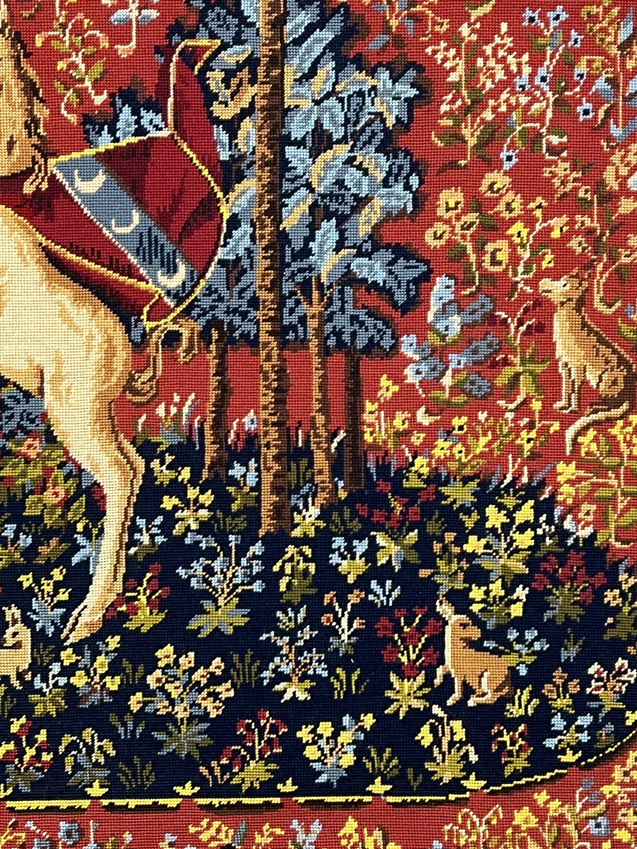 Large Wall Tapestry, “the Lady And The Unicorn,” 20th Century-photo-3