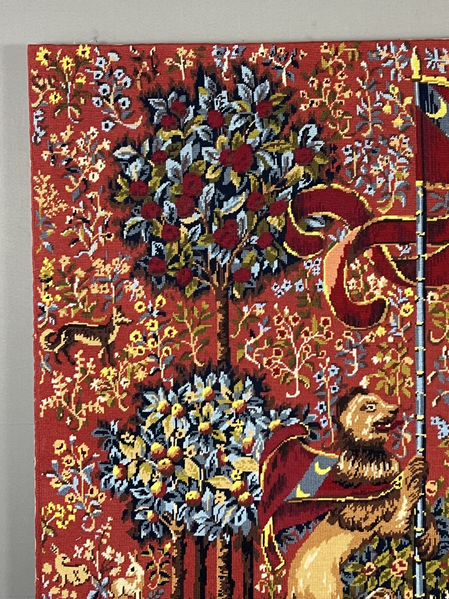 Large Wall Tapestry, “the Lady And The Unicorn,” 20th Century-photo-4