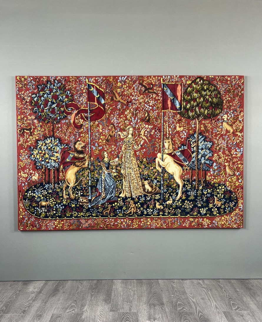 Large Wall Tapestry, “the Lady And The Unicorn,” 20th Century