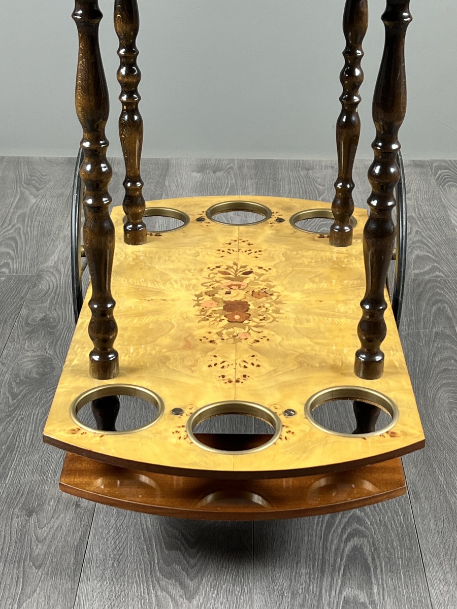 Marquetry Serving Cart, 20th Century-photo-4