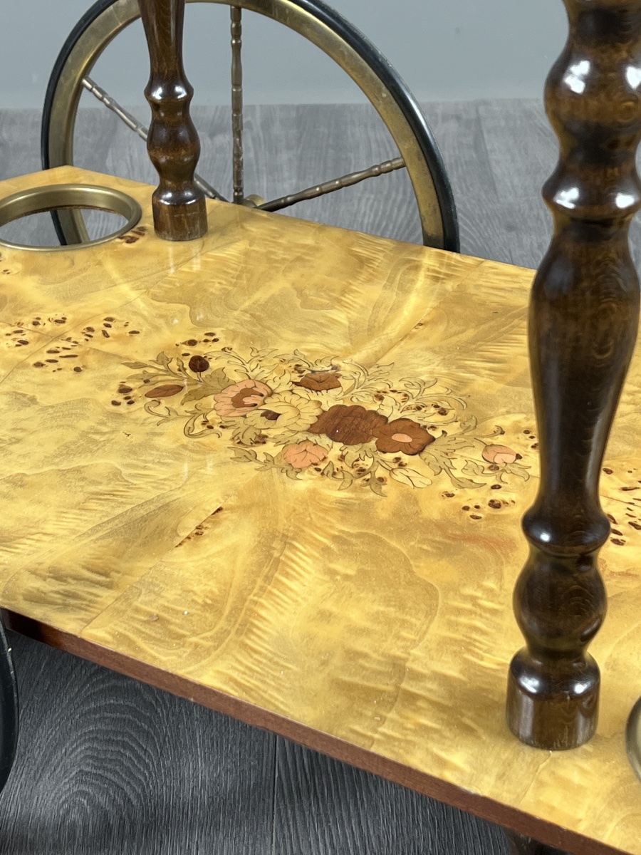 Marquetry Serving Cart, 20th Century-photo-1