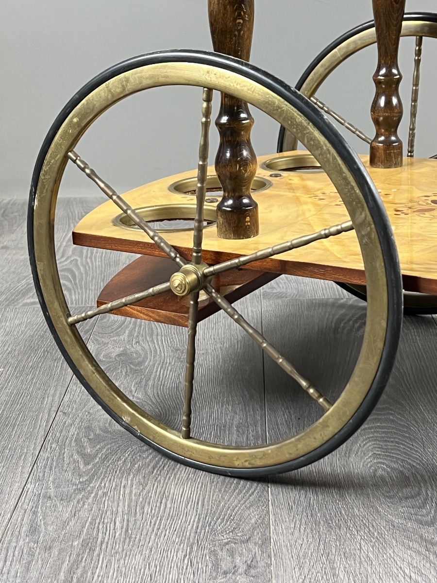 Marquetry Serving Cart, 20th Century-photo-2