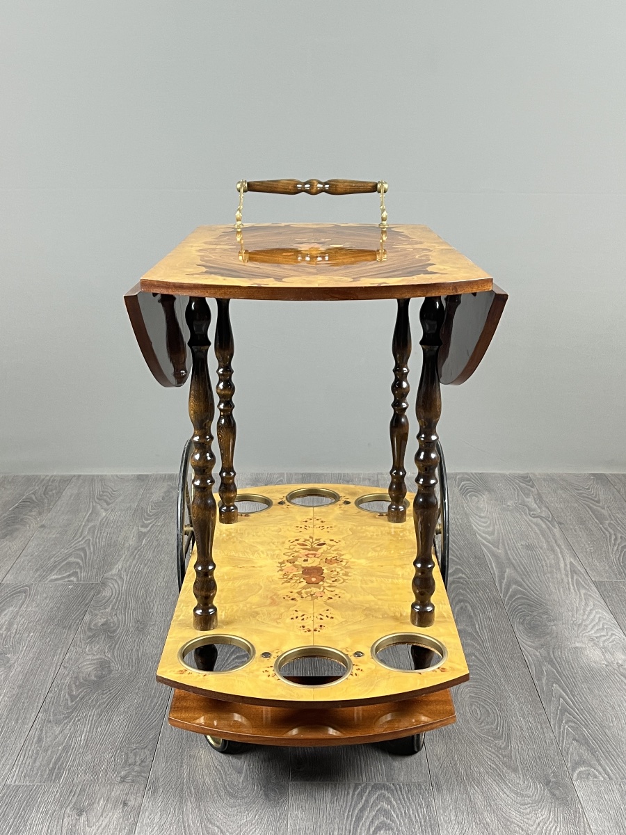 Marquetry Serving Cart, 20th Century-photo-6
