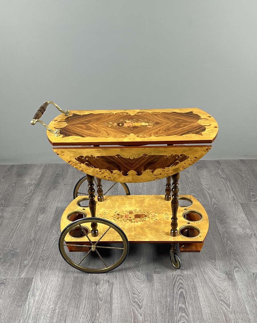 Marquetry Serving Cart, 20th Century