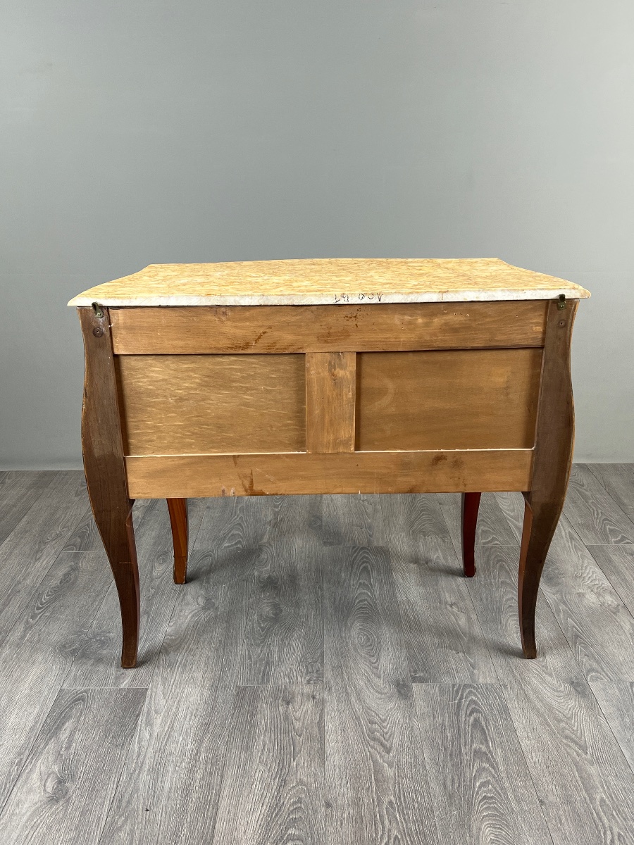 Commode galbée de style Louis XV en marqueterie, XXe Siècle-photo-7