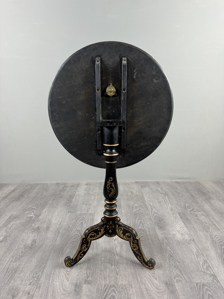 Napoleon III-style Side Table Made Of Painted Wood With Mother-of-pearl Inlay, 19th Century-photo-4