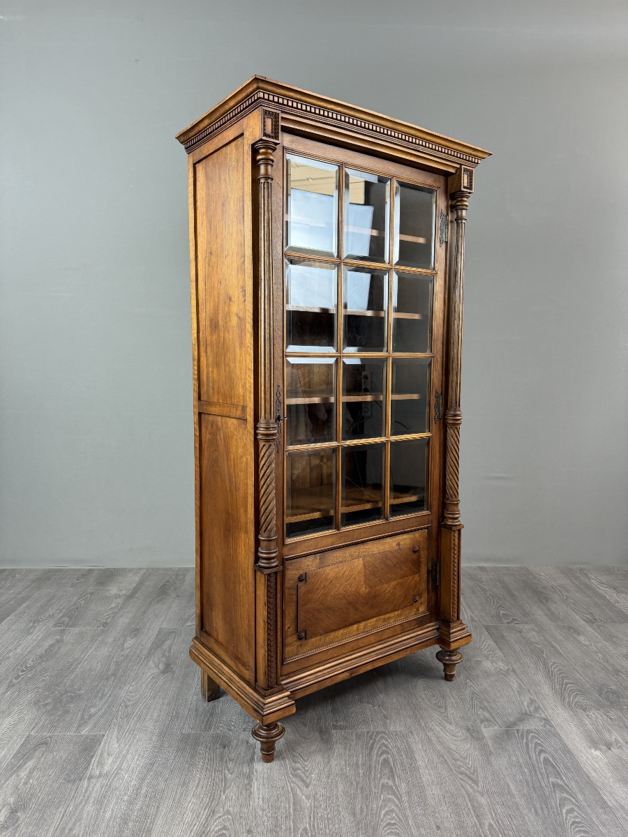 Vitrine bibliothèque en noyer, style Renaissance, XIX Siècle-photo-2