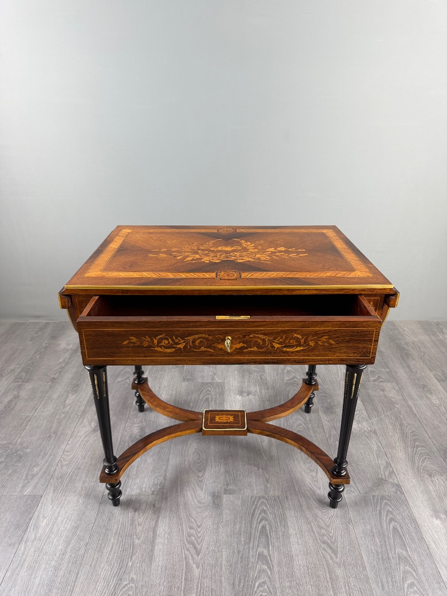 Napoleon III-style Writing Desk With Marquetry, 19th Century-photo-2
