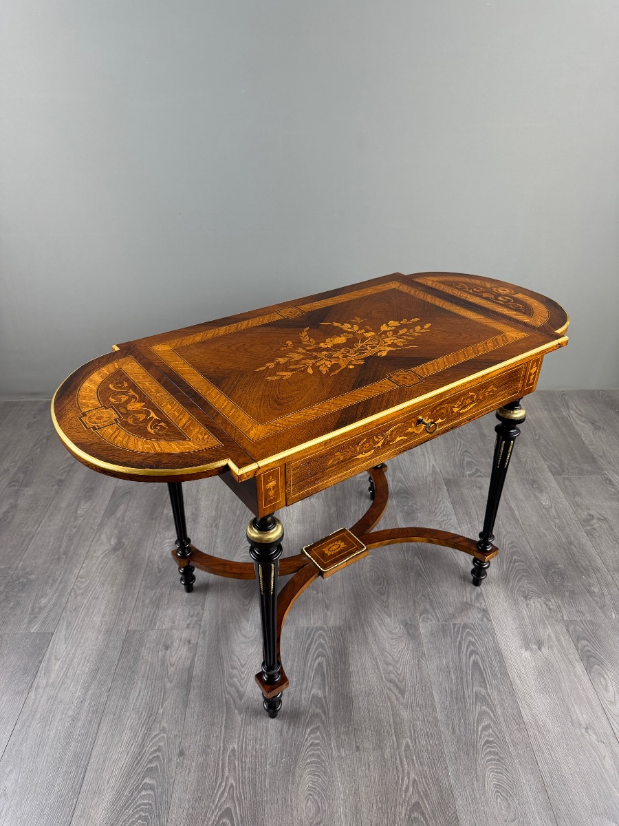 Napoleon III-style Writing Desk With Marquetry, 19th Century-photo-3