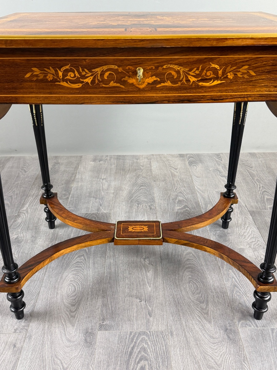 Napoleon III-style Writing Desk With Marquetry, 19th Century-photo-3