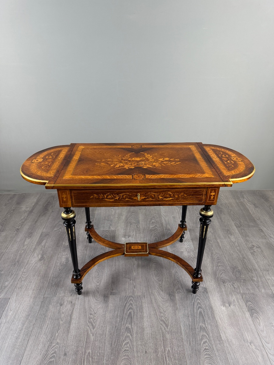 Napoleon III-style Writing Desk With Marquetry, 19th Century-photo-4