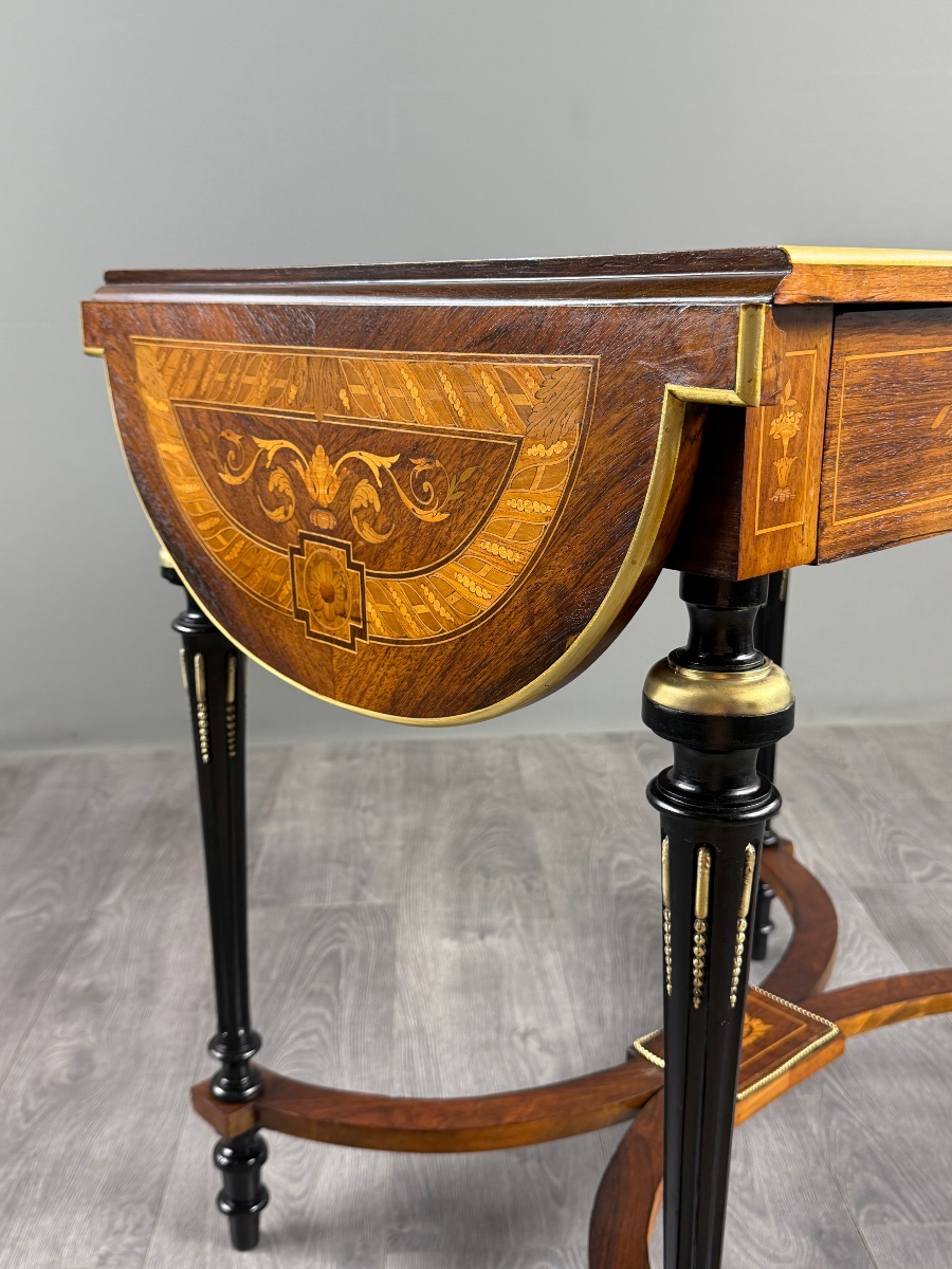 Napoleon III-style Writing Desk With Marquetry, 19th Century-photo-5