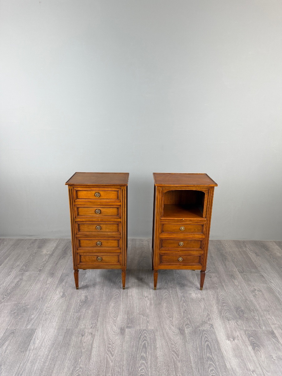 Pair Of Chest Of Drawers, Nightstands, Louis XVI Style, 19th Century-photo-2