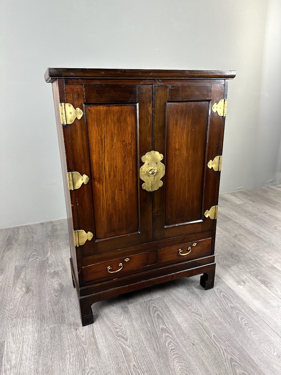 Two-door Cabinet Made Of Exotic Wood, With Brass Hardware, 19th Century-photo-2