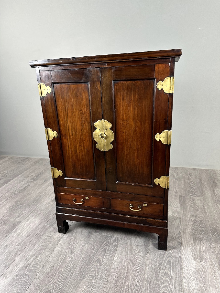 Two-door Cabinet Made Of Exotic Wood, With Brass Hardware, 19th Century-photo-3