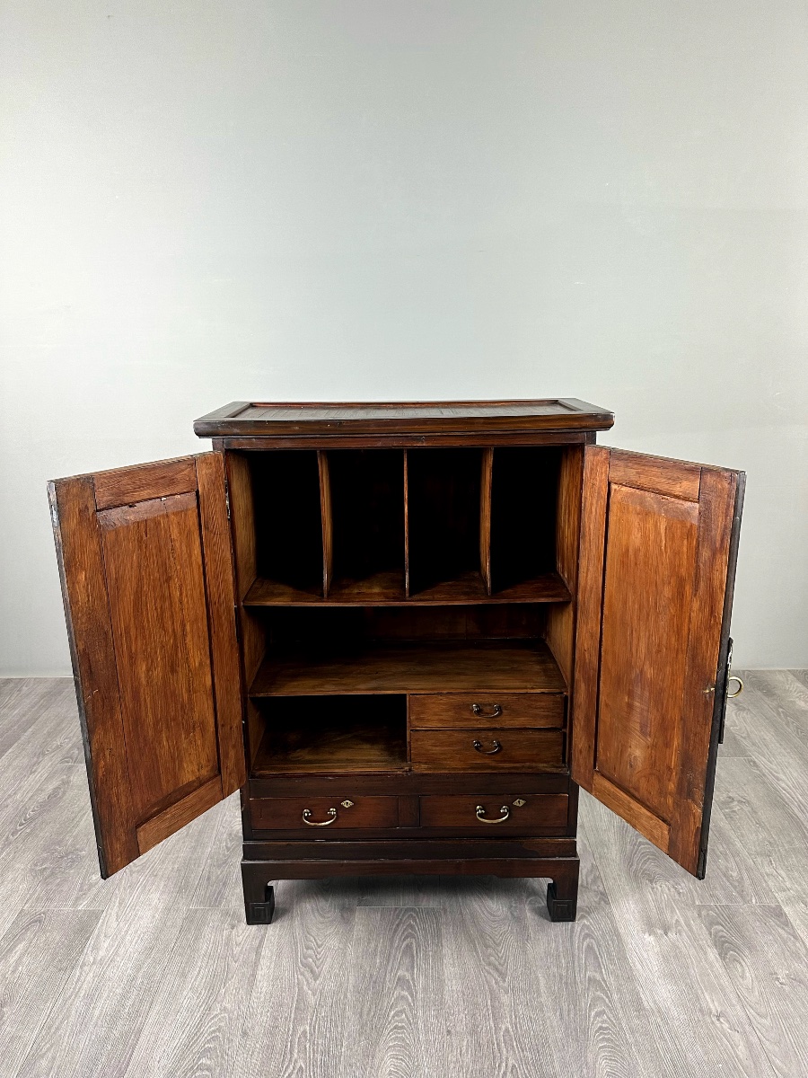 Two-door Cabinet Made Of Exotic Wood, With Brass Hardware, 19th Century-photo-4