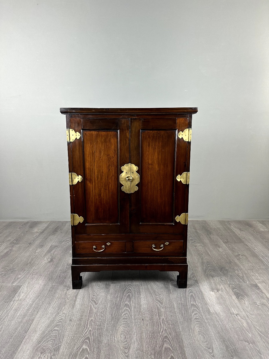 Two-door Cabinet Made Of Exotic Wood, With Brass Hardware, 19th Century-photo-1