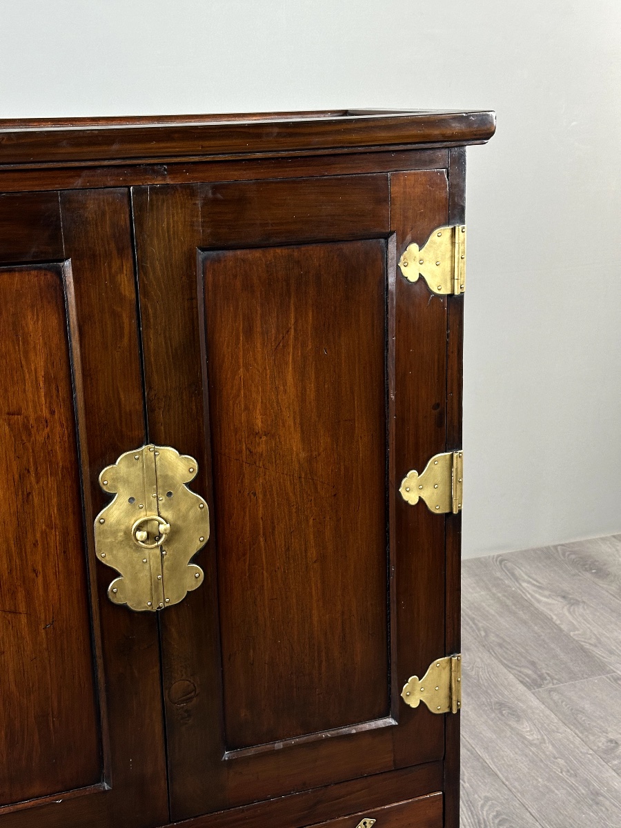 Two-door Cabinet Made Of Exotic Wood, With Brass Hardware, 19th Century-photo-2