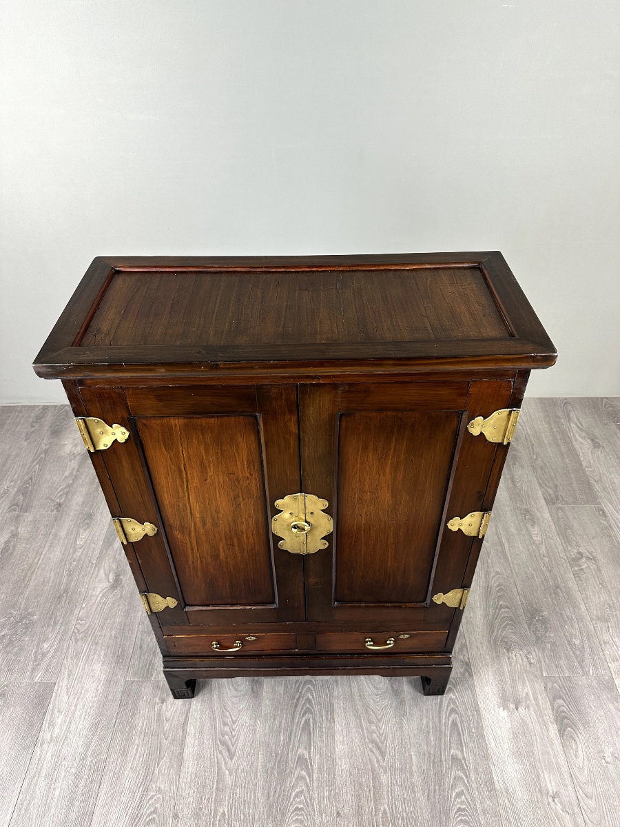 Two-door Cabinet Made Of Exotic Wood, With Brass Hardware, 19th Century-photo-4