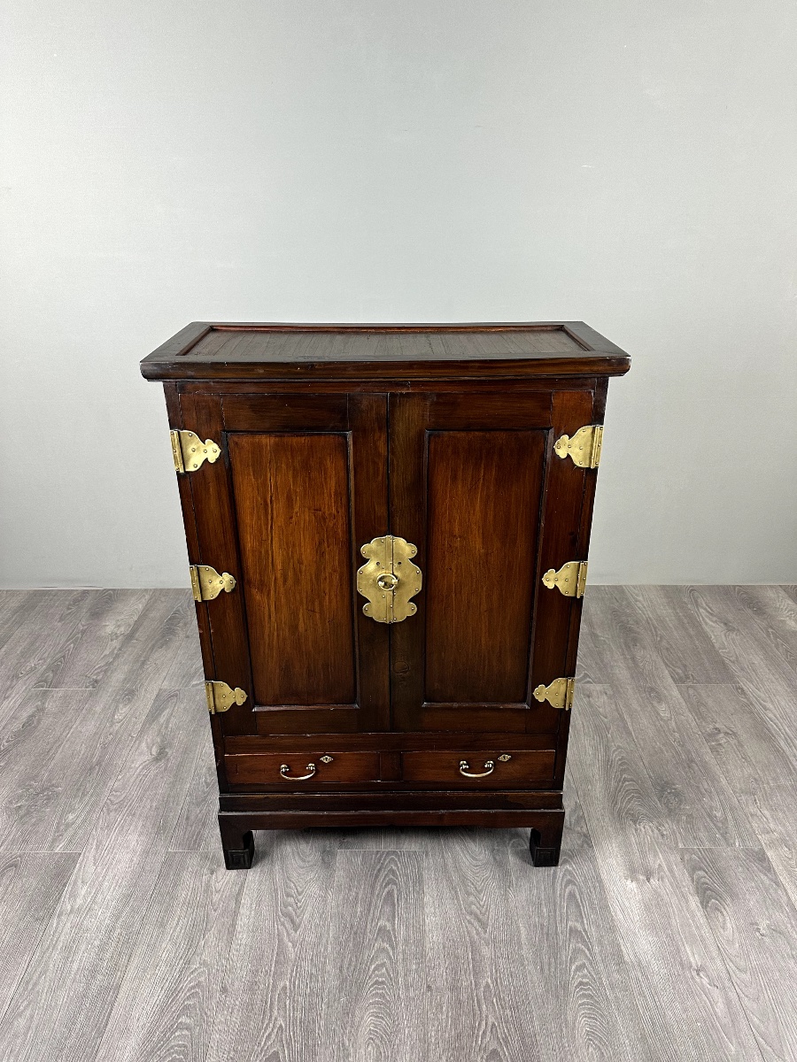 Two-door Cabinet Made Of Exotic Wood, With Brass Hardware, 19th Century-photo-5