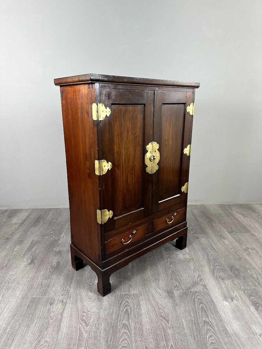 Two-door Cabinet Made Of Exotic Wood, With Brass Hardware, 19th Century-photo-6