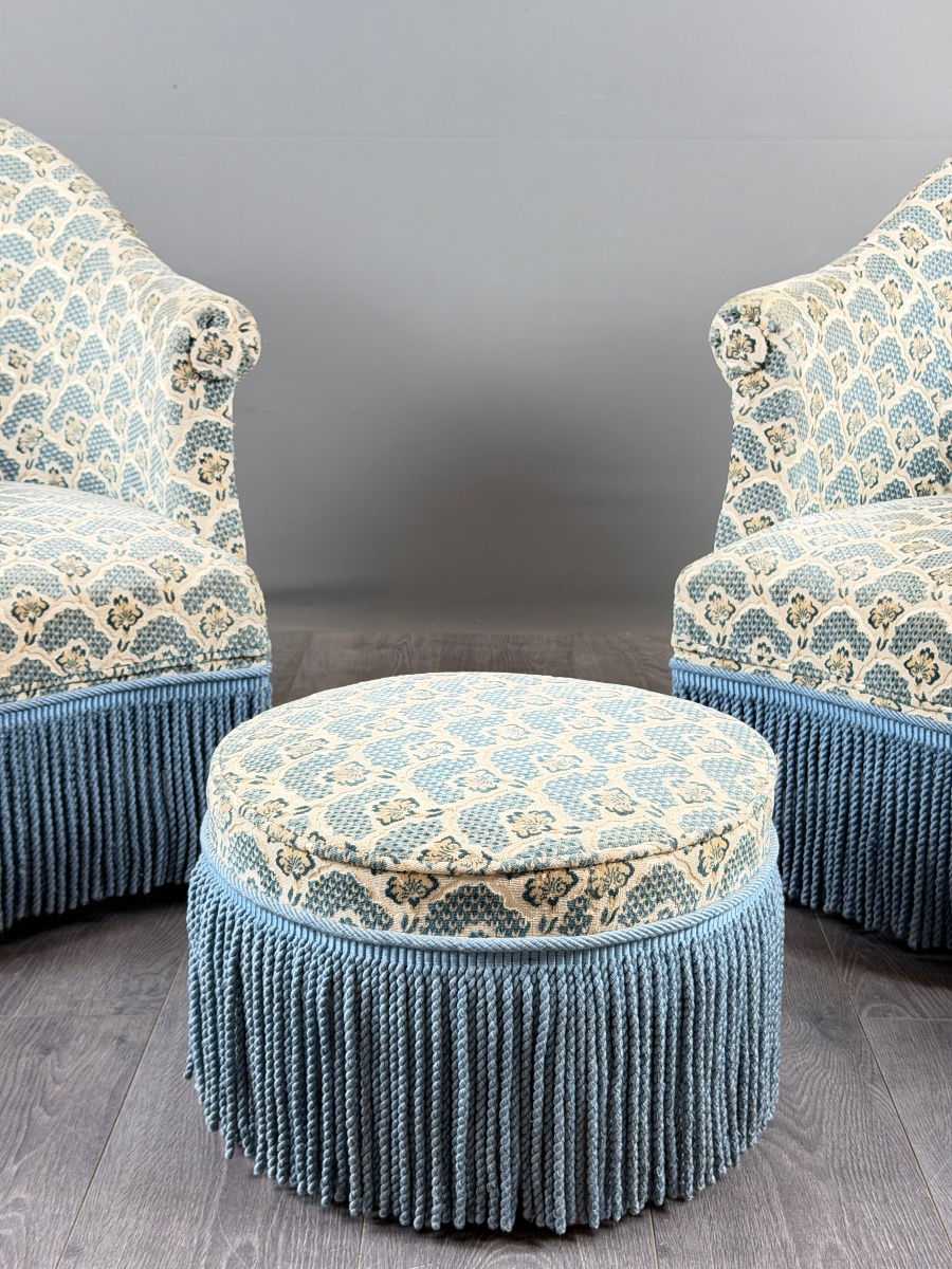Pair Of Armchairs And Matching Bench, Napoleon III Style, 19th Century-photo-3