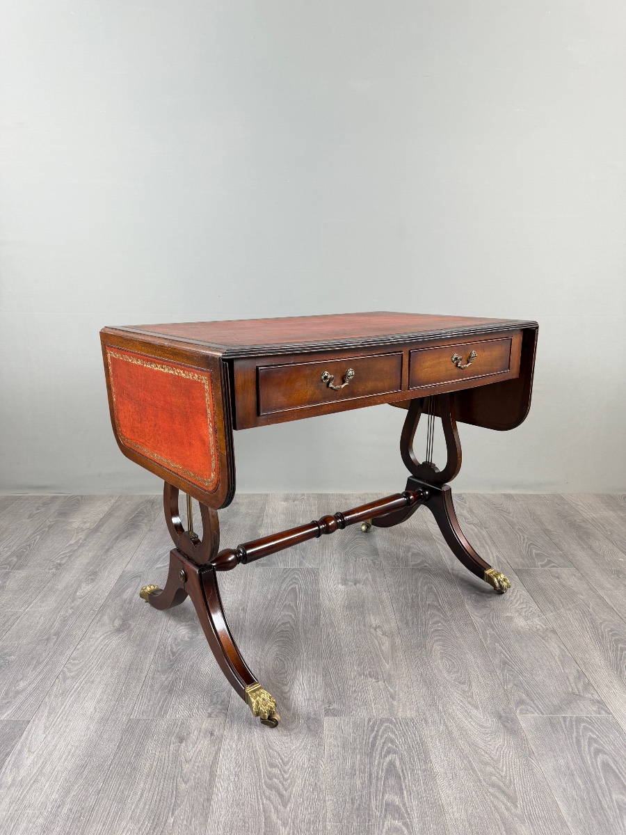 Table à jeux, bureau de style Empire en acajou, XIXe Siècle-photo-1