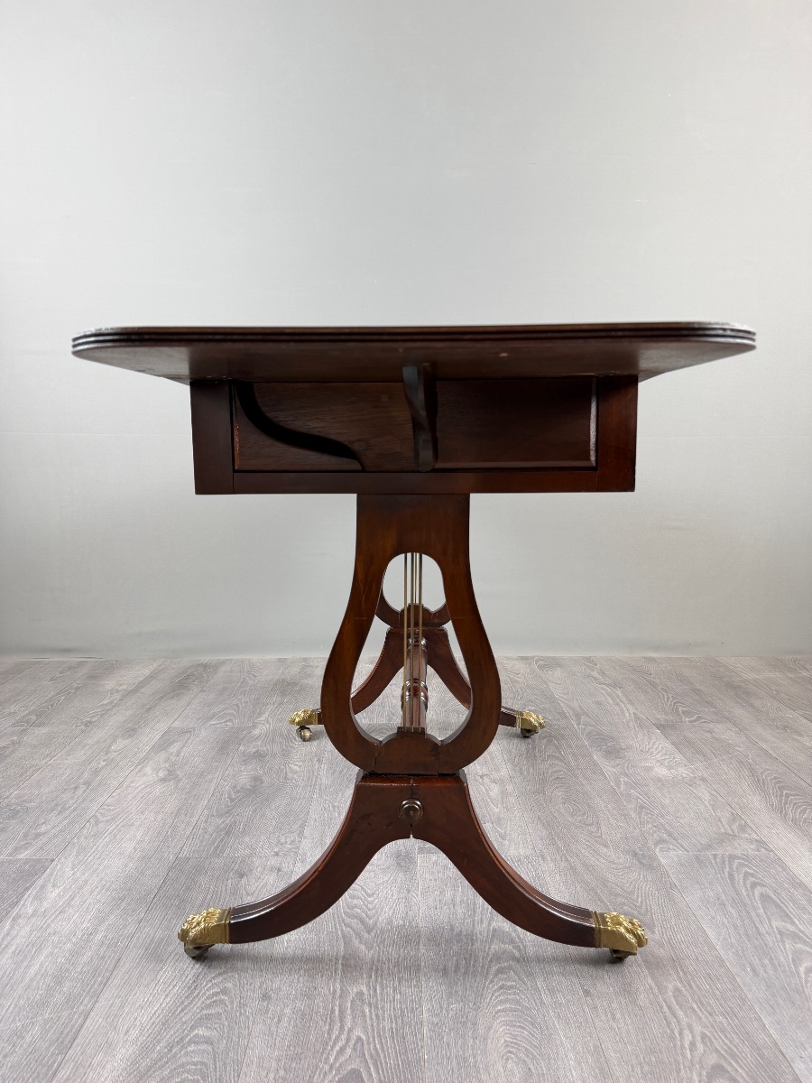 Table à jeux, bureau de style Empire en acajou, XIXe Siècle-photo-5