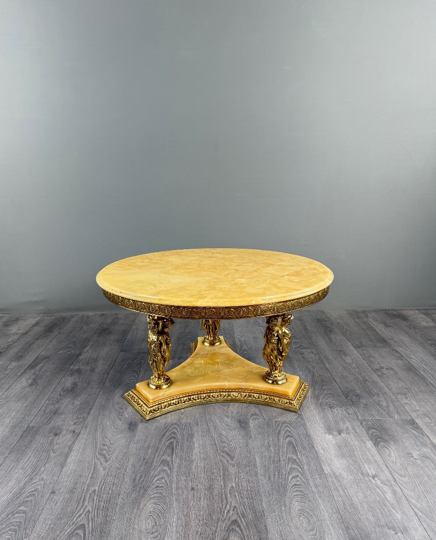 Onyx And Brass Coffee Table, 20th Century-photo-2