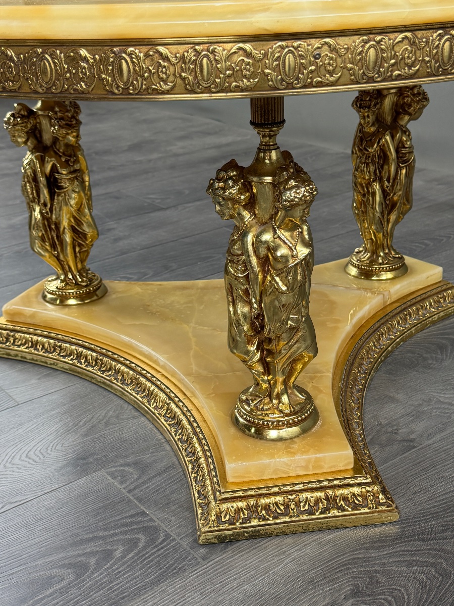 Onyx And Brass Coffee Table, 20th Century-photo-4