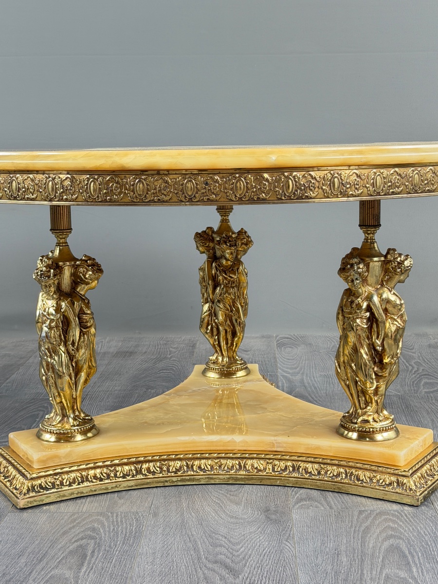 Onyx And Brass Coffee Table, 20th Century-photo-5