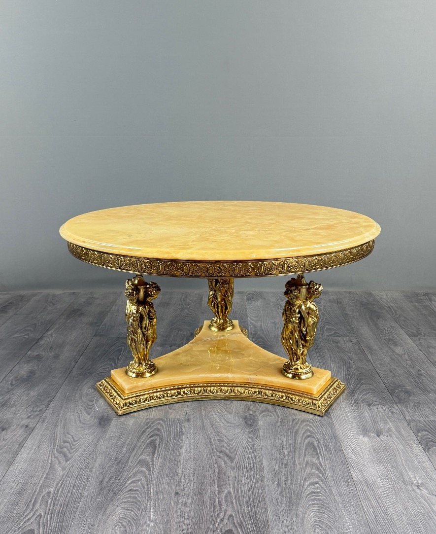 Onyx And Brass Coffee Table, 20th Century
