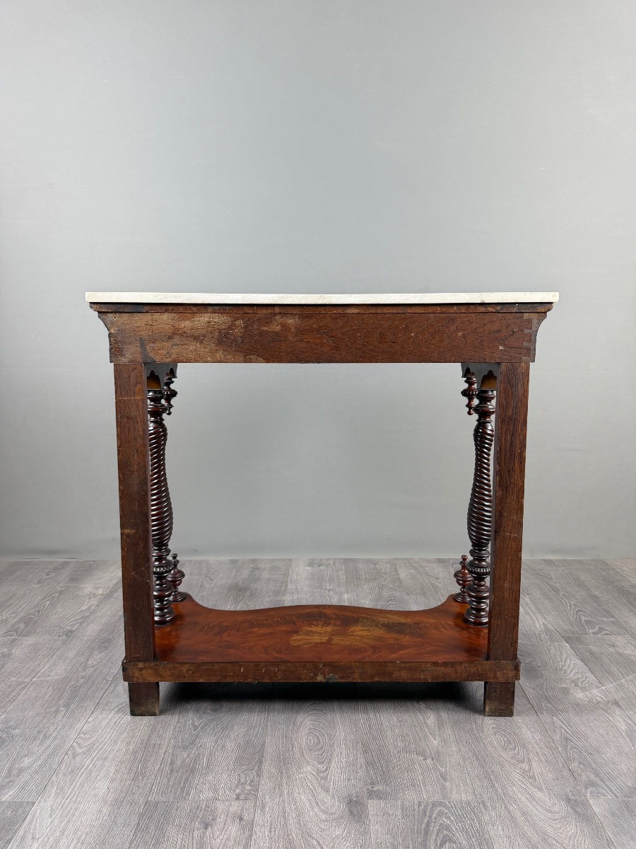 Napoleon III Console Table In Mahogany And White Marble, 19th Century-photo-8