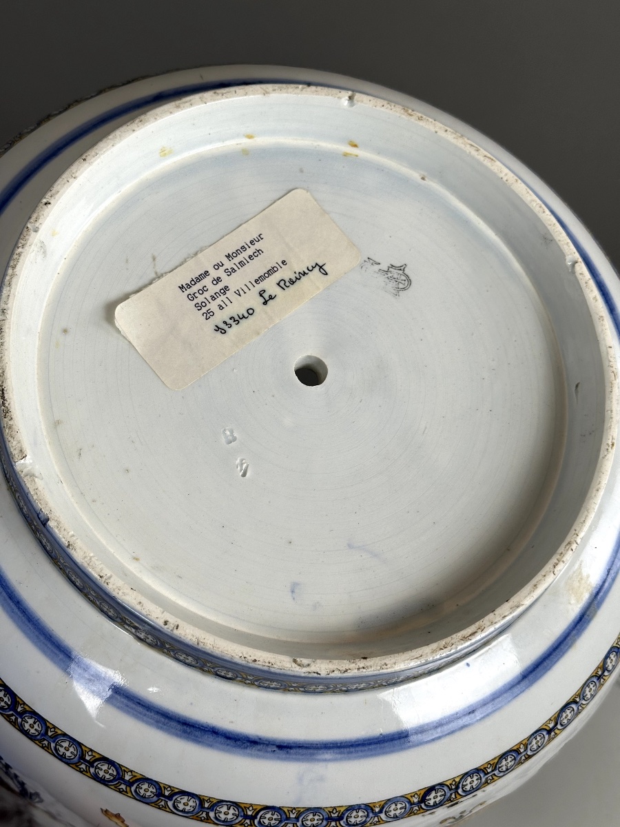 Cache-pot et son présentoir Gien, Collection Renaissance, XXe Siècle-photo-2