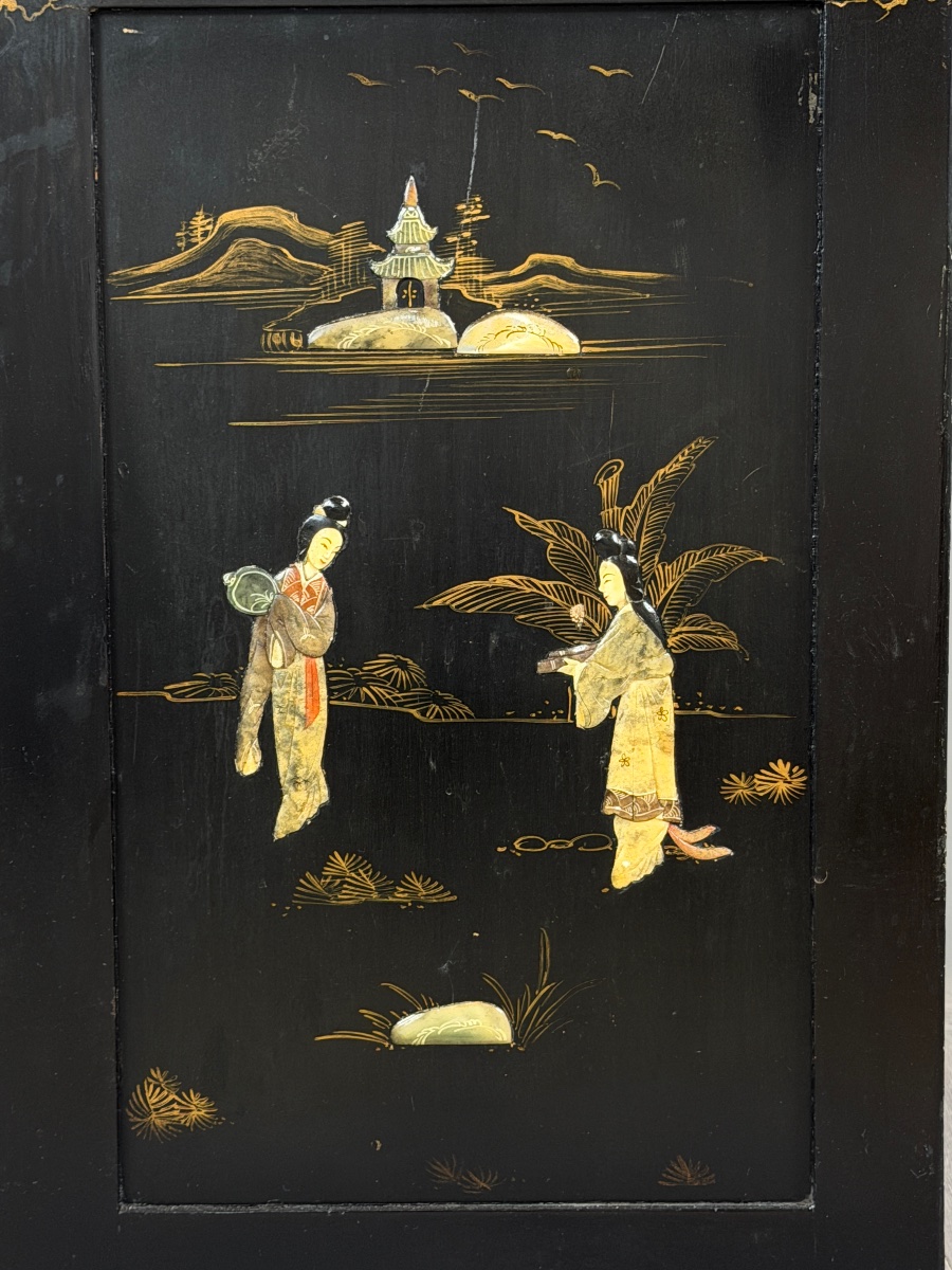 Cabinet chinois en laque noire, XIXe siècle-photo-1