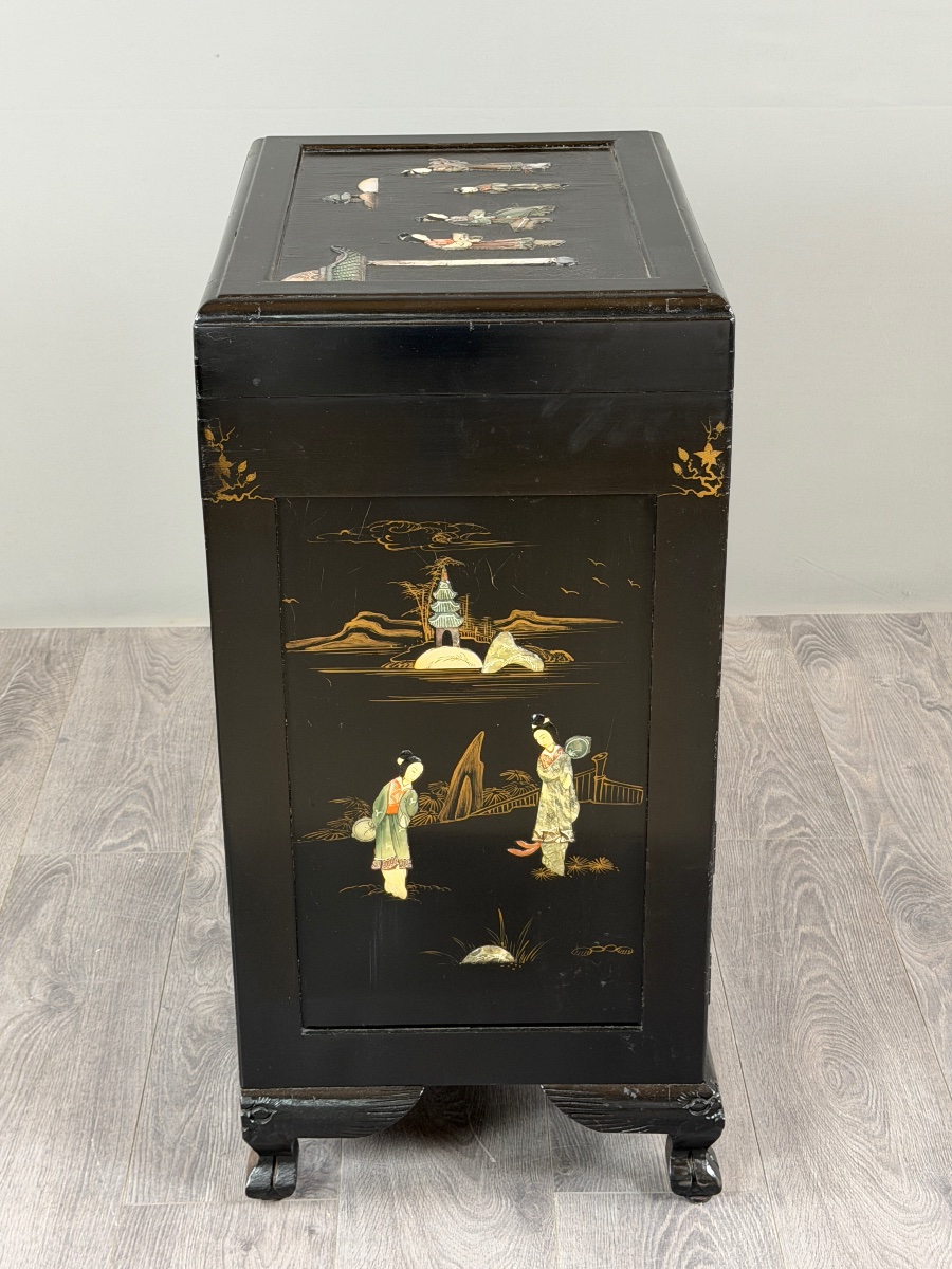 Cabinet chinois en laque noire, XIXe siècle-photo-4