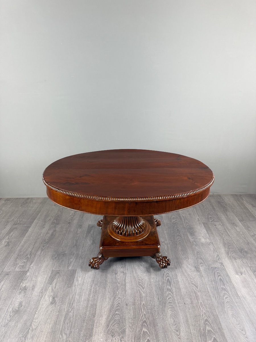 Table ovale de style Empire à pied central, XIXe siècle-photo-2