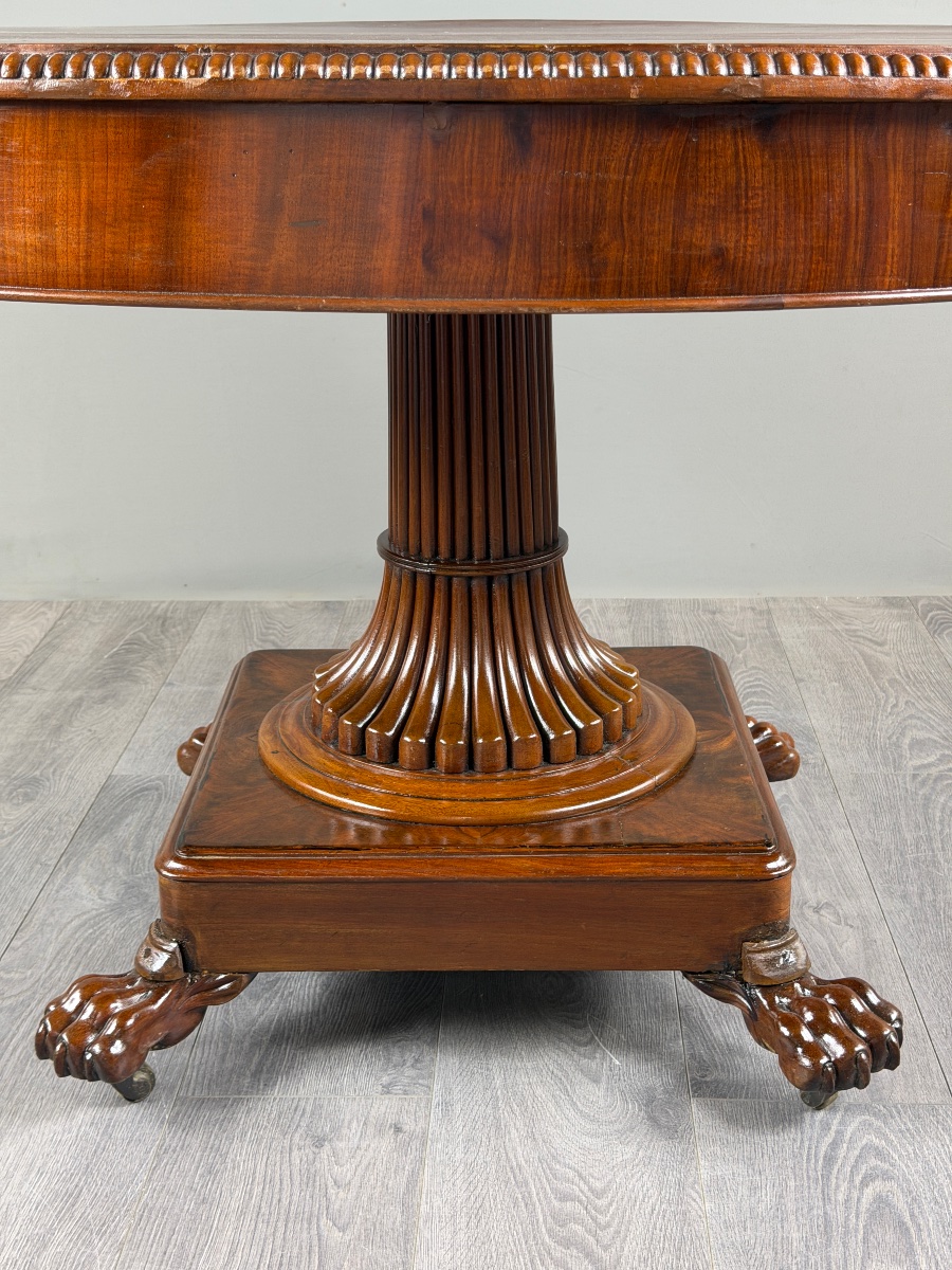 Table ovale de style Empire à pied central, XIXe siècle-photo-3