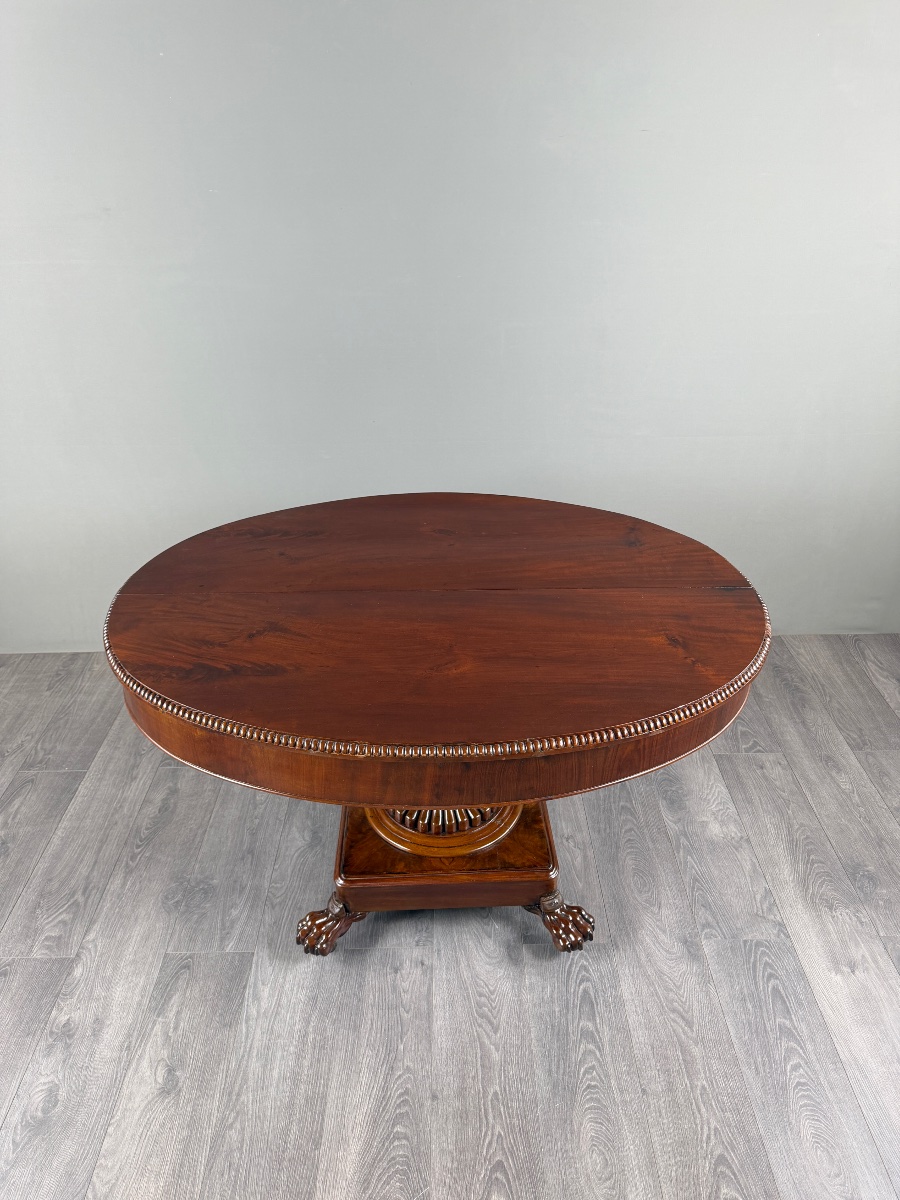 Table ovale de style Empire à pied central, XIXe siècle-photo-1