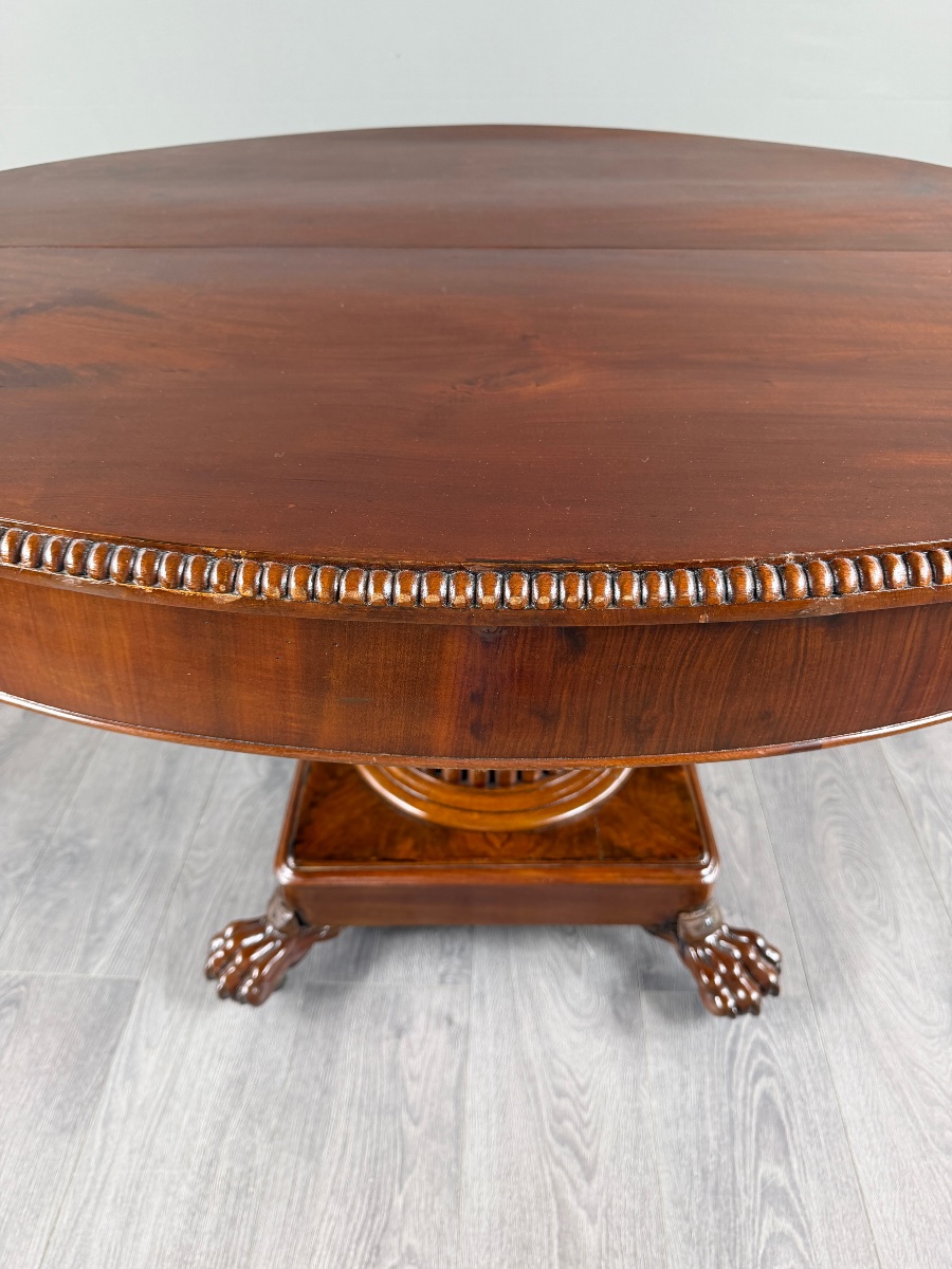 Table ovale de style Empire à pied central, XIXe siècle-photo-4