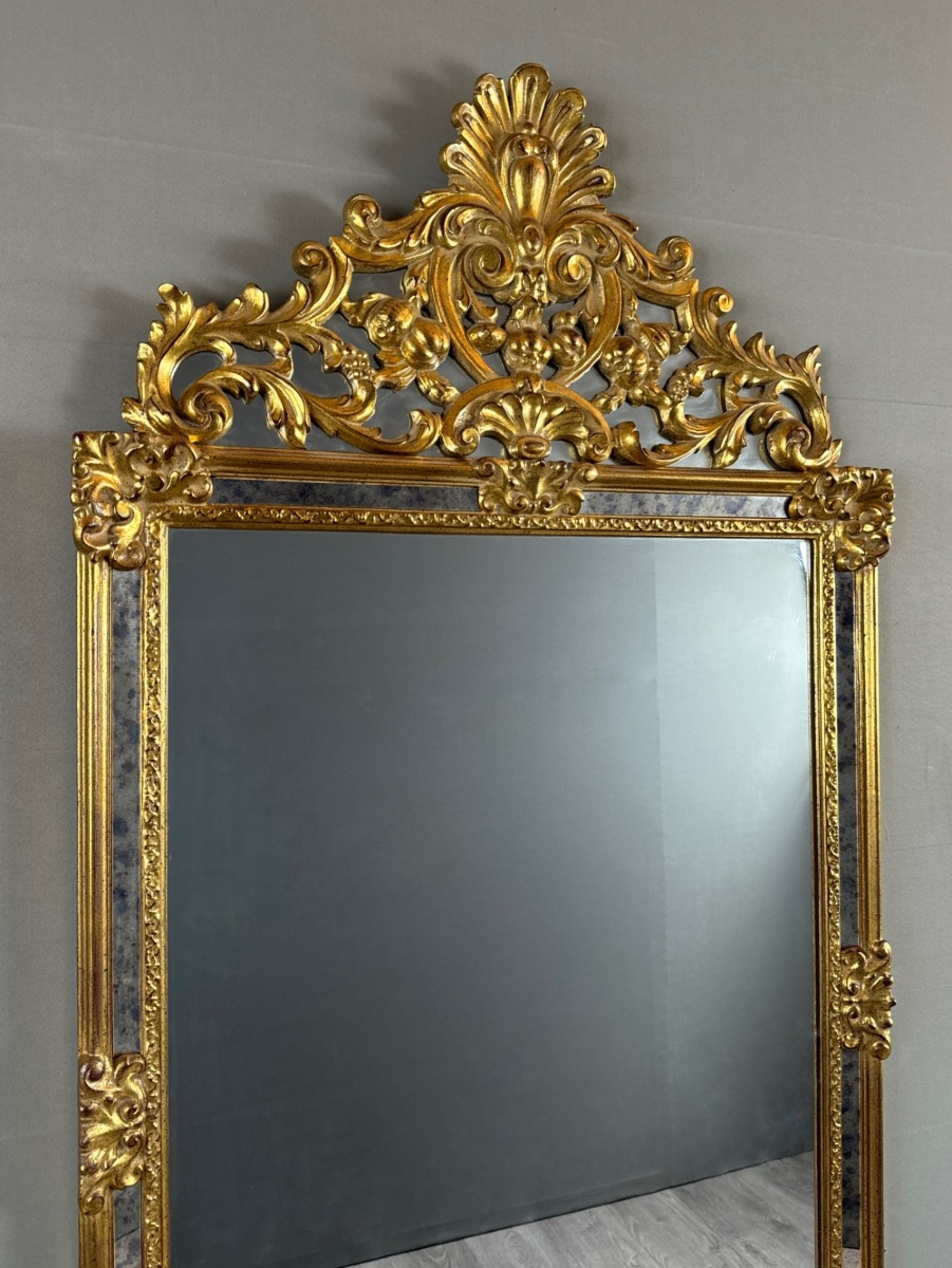 Carved And Gilded Wooden Mirror In The Louis XV Style, 20th Century-photo-3