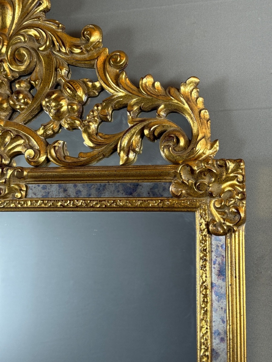 Carved And Gilded Wooden Mirror In The Louis XV Style, 20th Century-photo-4